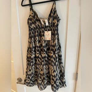 Derek Heart Black and Tan Patterned Dress